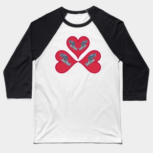 Cute motif of a fish | Small fish in a red heart | | Black Background | Baseball T-Shirt